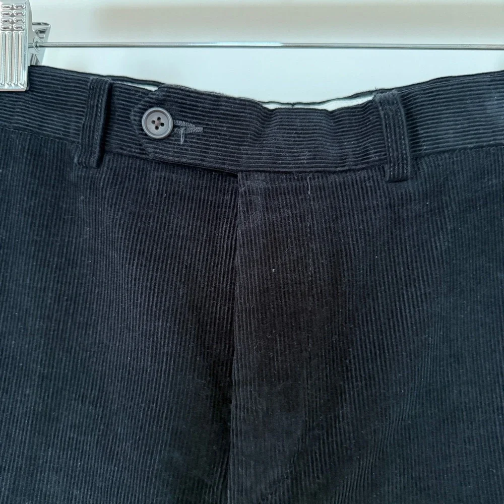 Lauren Ralph Lauren Mens Black Corduroy Pants Straight Leg Cotton 34W x 32L‎